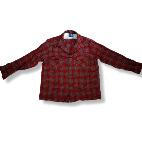 Vintage 60s Pendelton Virgin Wool Macpherson Plaid Academia Grunge Burnout Shirt - Picture 1 of 14